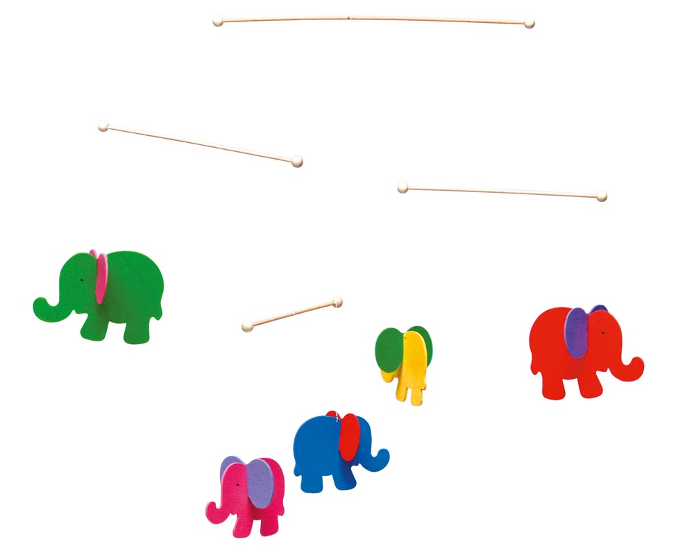 wooden mobile baby elephants