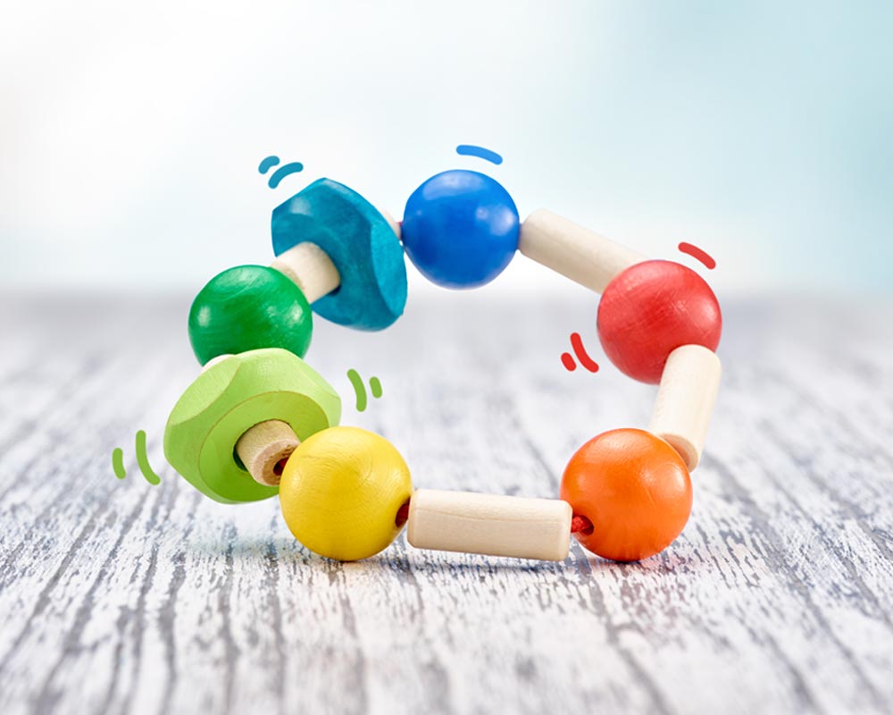 wooden rattle grabbing toy different shapes