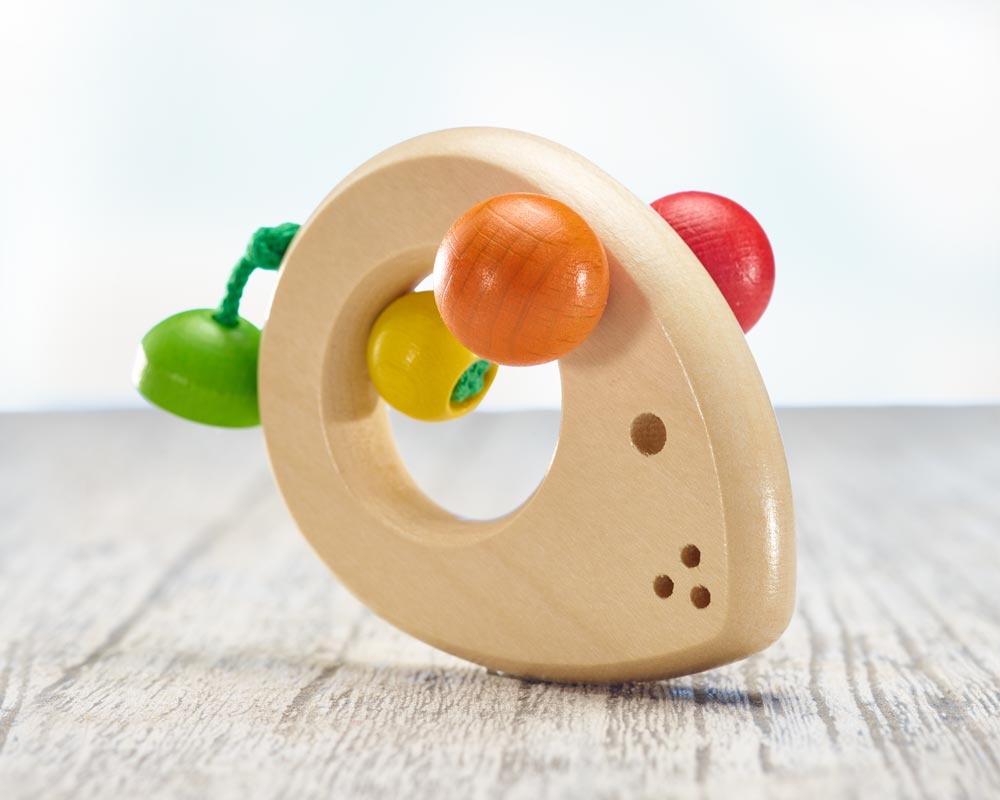 wooden grabbing toy teething ring baby mouse