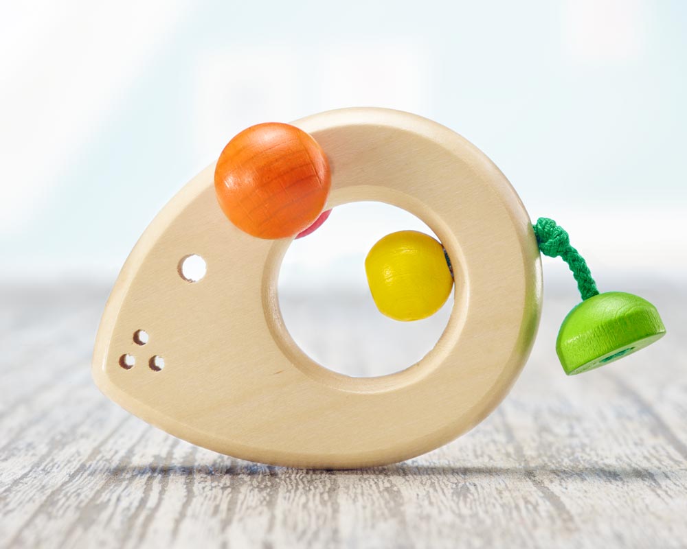 wooden grabbing toy teething ring baby mouse