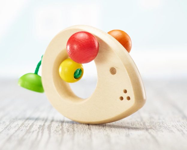 wooden grabbing toy teething ring baby mouse
