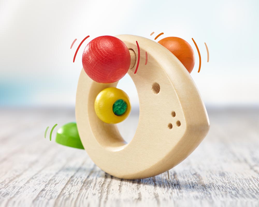 wooden grabbing toy teething ring baby mouse