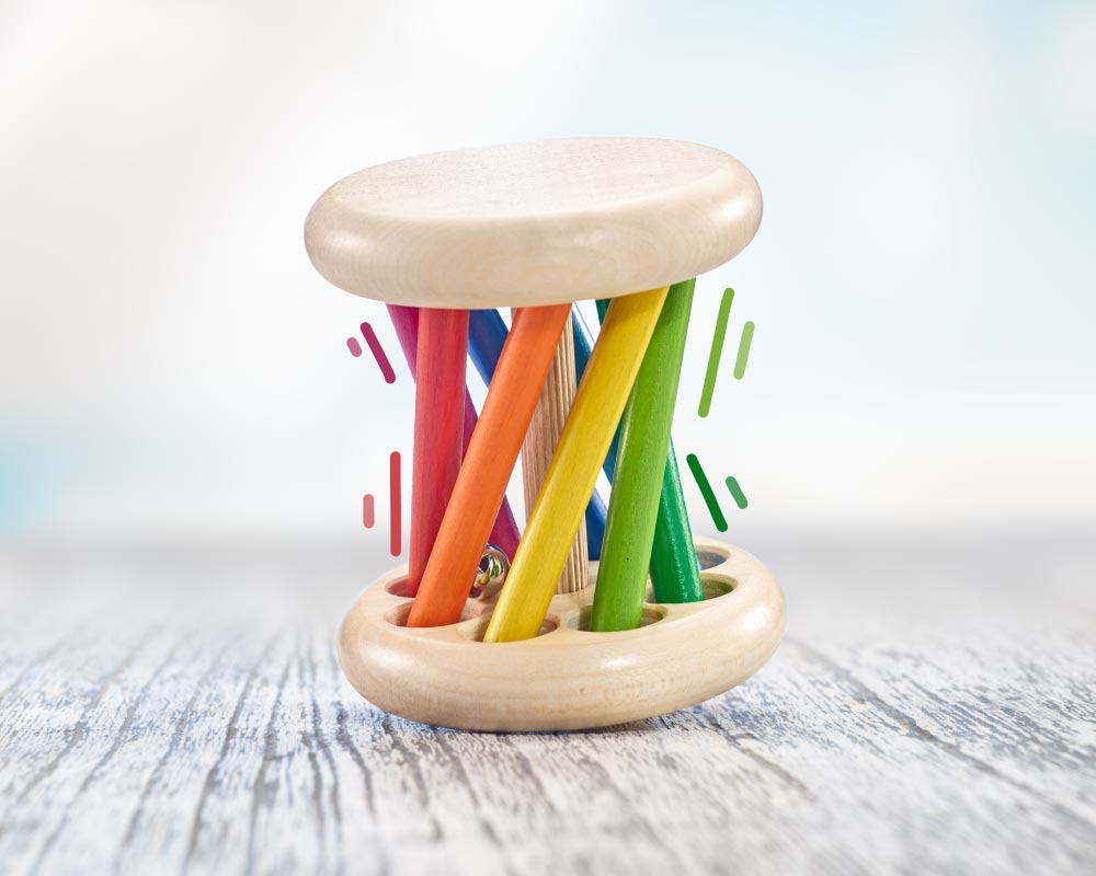 wooden roller grabbing toy with bars