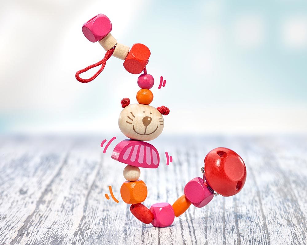 wooden pacifier chain cat