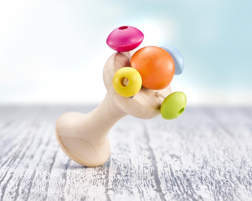 wooden grabbing toy handle baby rattle balls