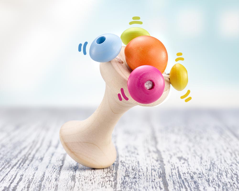 wooden grabbing toy handle baby rattle balls