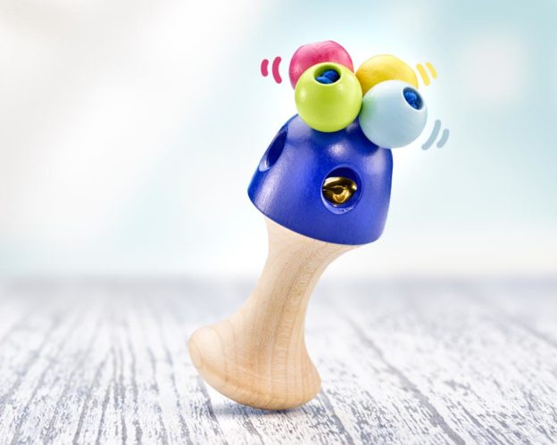 wooden grabbing toy handle baby rattle