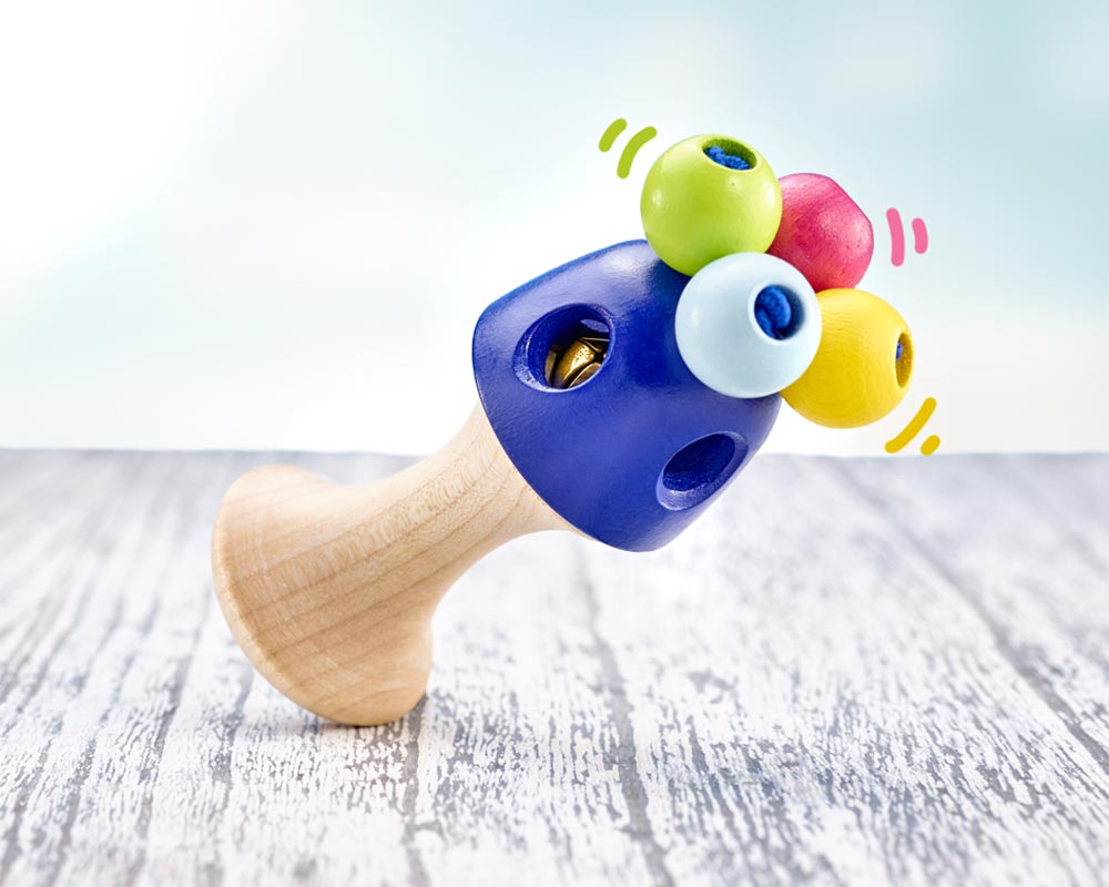 wooden grabbing toy handle baby rattle