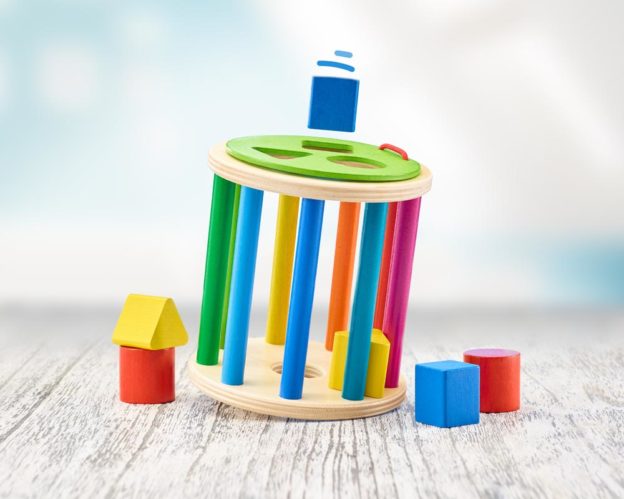 wooden sorting roller baby shape game