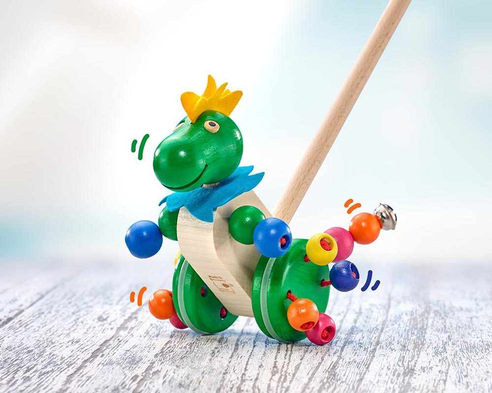 wooden push along toy dragon tattolo