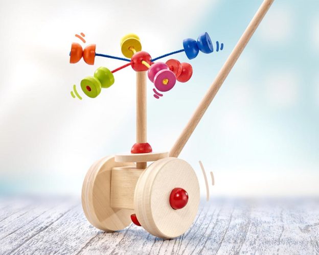 wooden push along toy carousel balls
