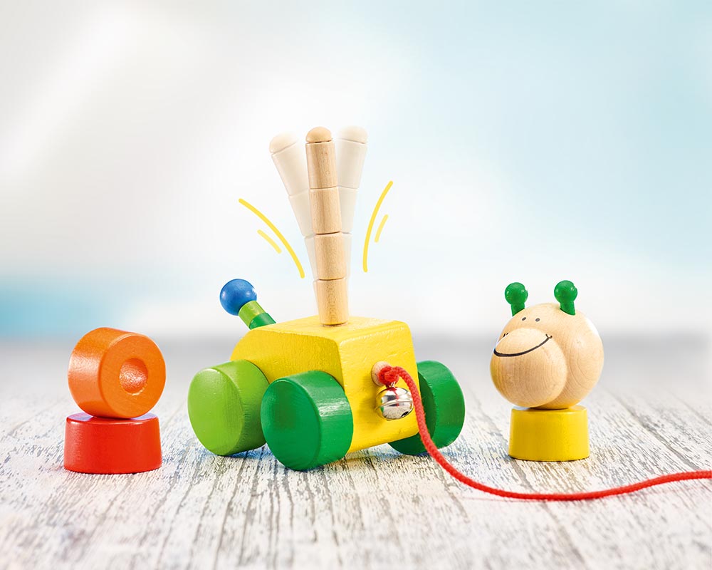 wooden pull along shape game stacking toy