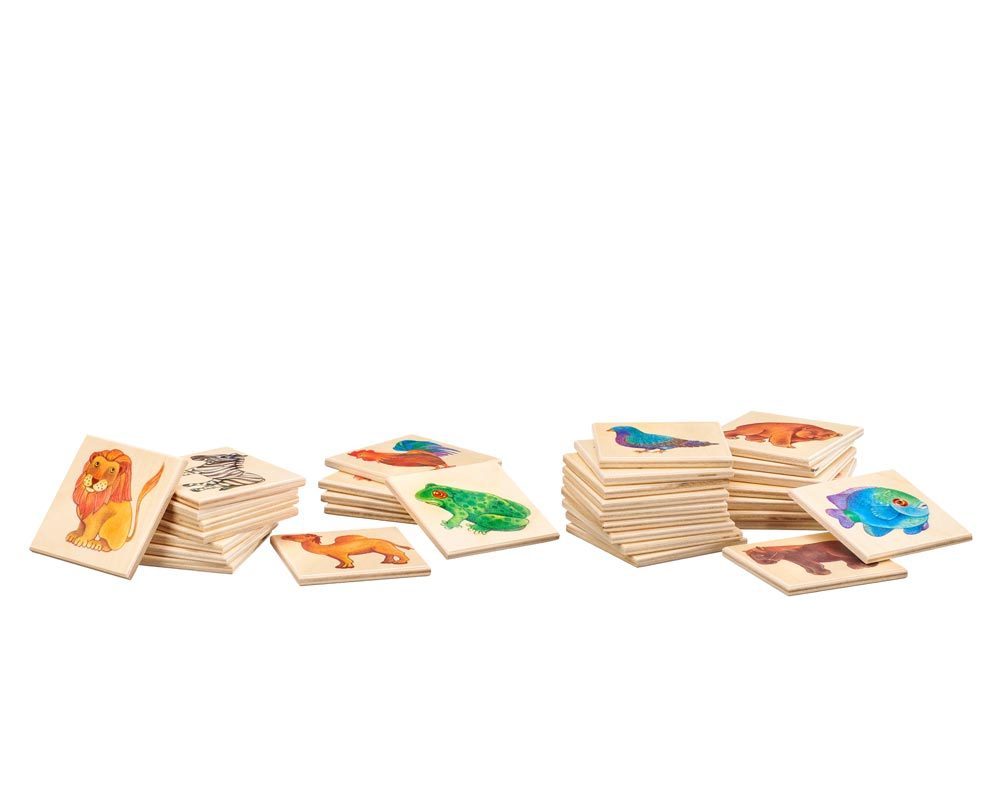 wooden picture memo game zoo animals