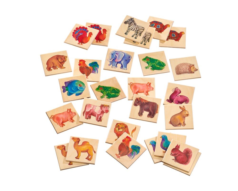 wooden picture memo game zoo animals