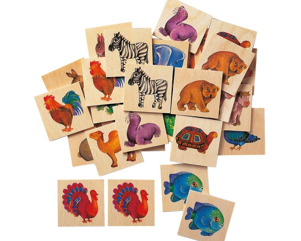 wooden picture memo game zoo animals