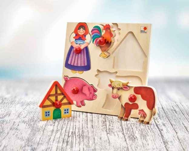 wooden shape puzzle baby farm