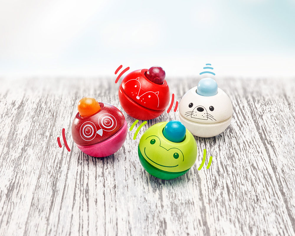 Squeaky Ball Animals Animino Wooden Toy