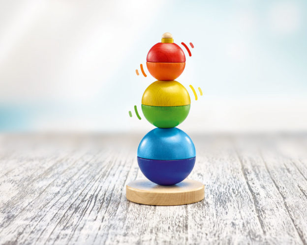 wooden stacking tower baby ball