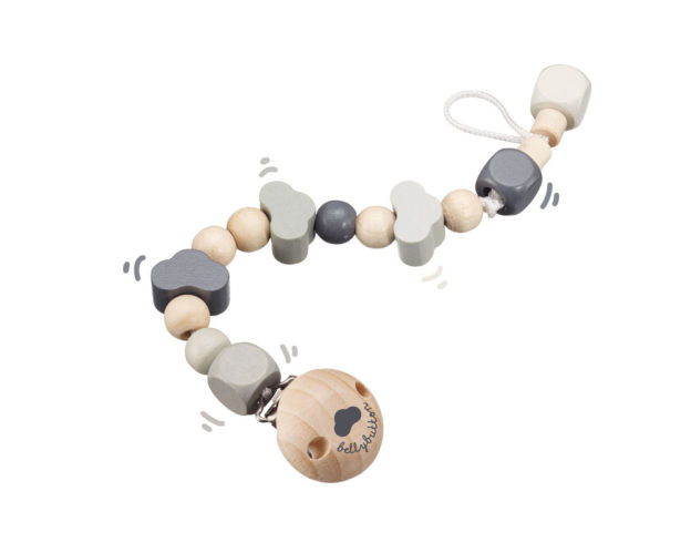 wooden pacifier chain grey bellybutton