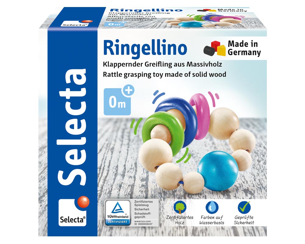 Packshot Ringellino rattle grasping wooden toy