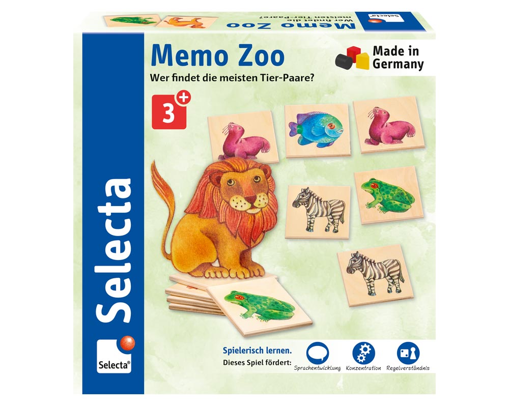 wooden picture memo game zoo animals