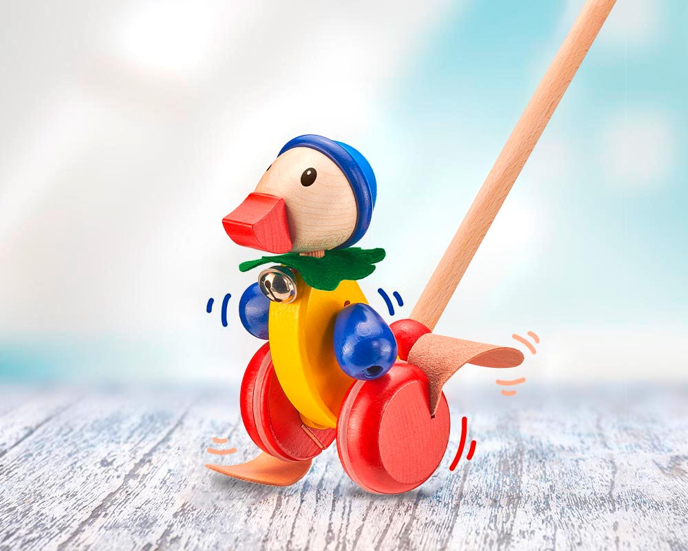 Pedella wooden push along toy duck waddle