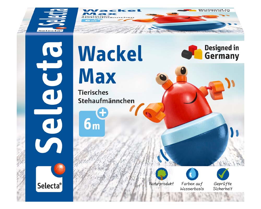 Wackelmax Holzspielzeug Baby Wackelkreisel Krabbe Packshot