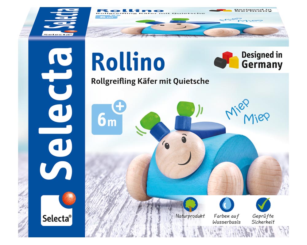 Rollino blue grabbing wooden toy packshot