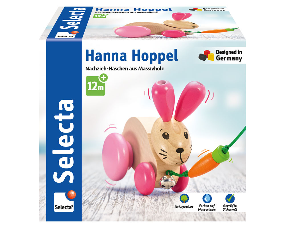 Hanna Hoppel wooden pull along animal rabbit packshot