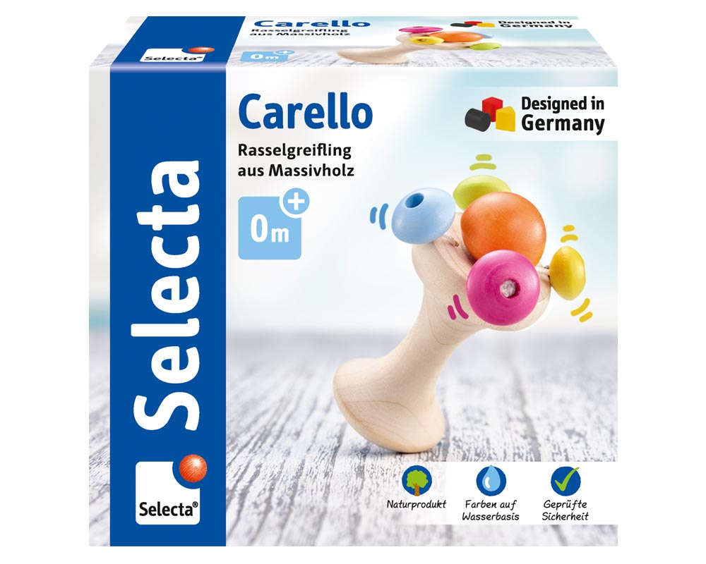 carello wooden grabbing toy handle baby rattle balls packshot