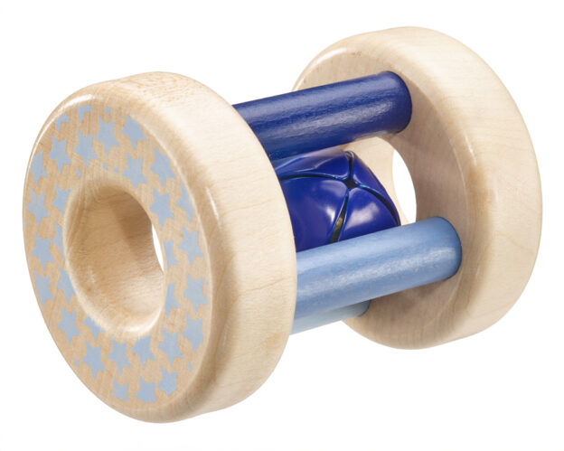 little stars roller, wooden rattle blue from bellybutton